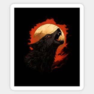 Wolf Howling At The Moon Sticker